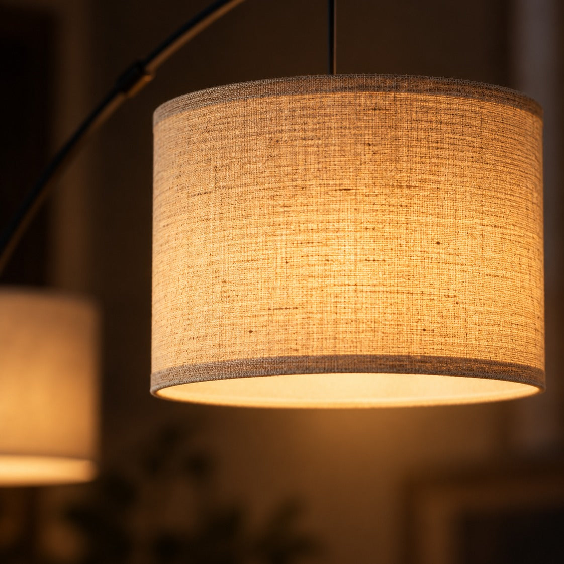 Three-Arm Arc Floor Lamp, close-up of the glow