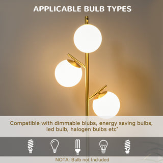 3-Globe Gold Floor Lamp, view 2