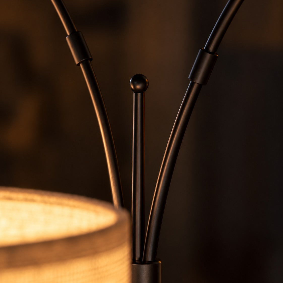 Three-Arm Arc Floor Lamp, close-up of the materials