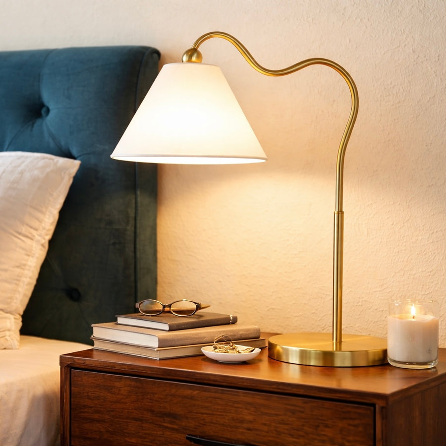 Curved Brass Table Lamp