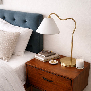 Curved Brass Table Lamp, view 3
