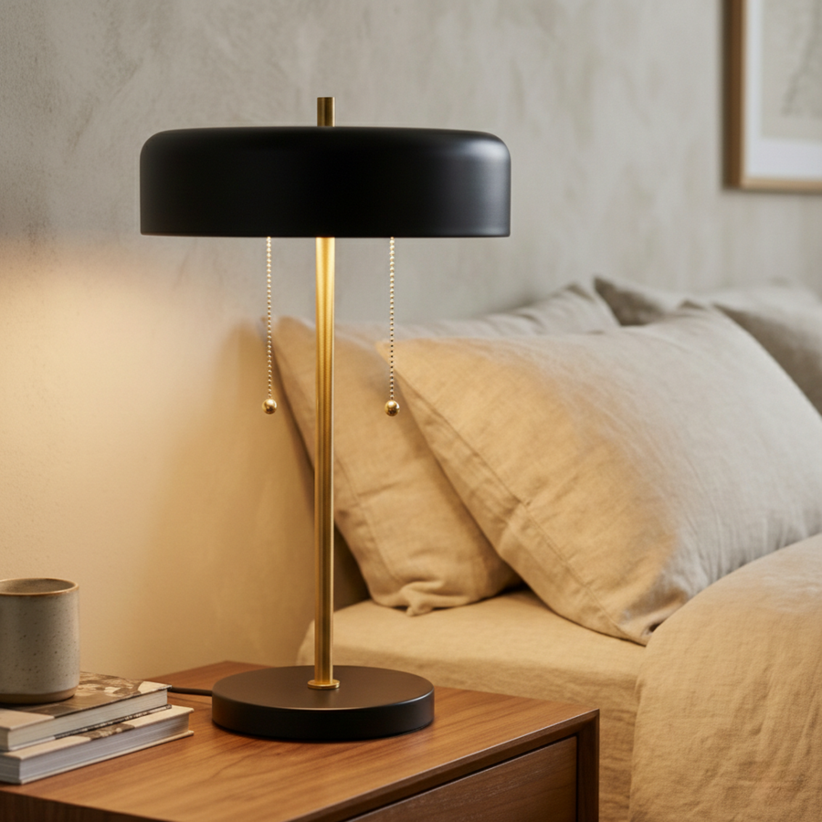 Black Mushroom Dome Table Lamp
