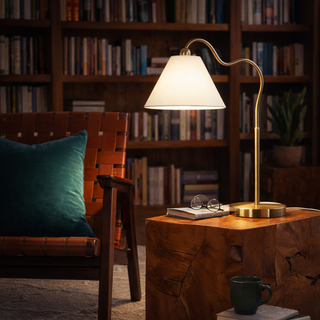 Curved Brass Table Lamp, view 4