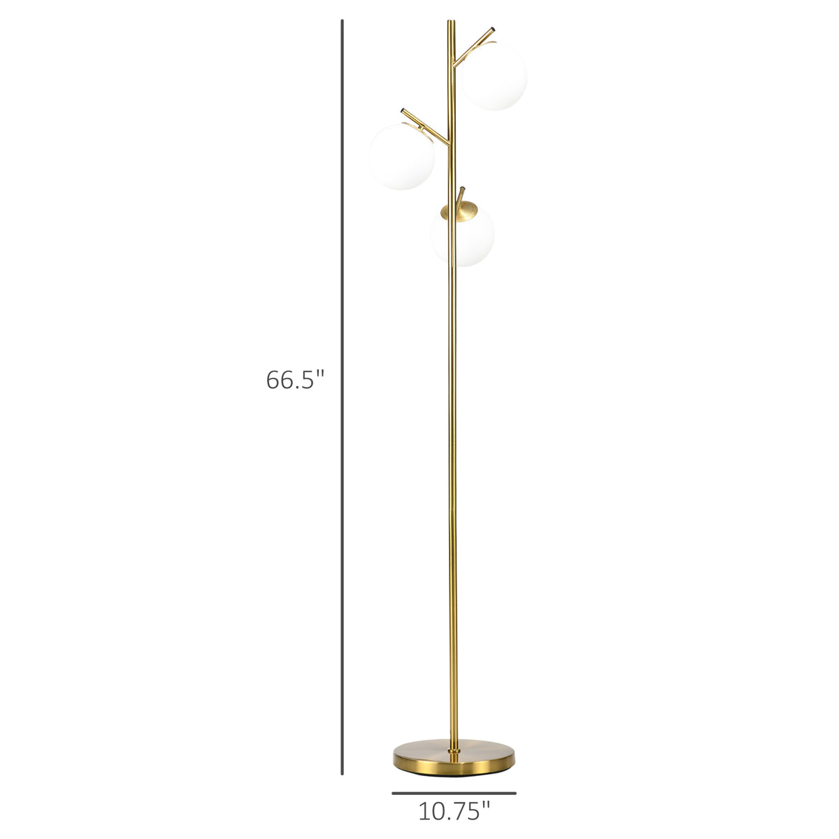3-Globe Gold Floor Lamp, view 7