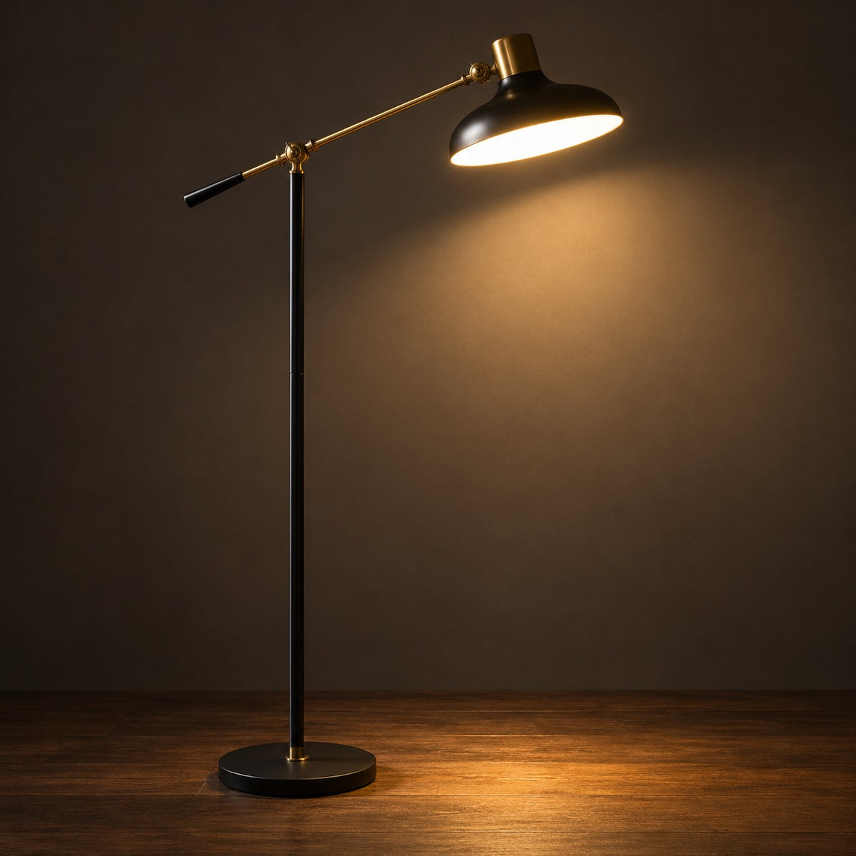 Balance-Arm Floor Lamp, switched on