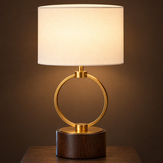 Brass Ring Table Lamp, switched on