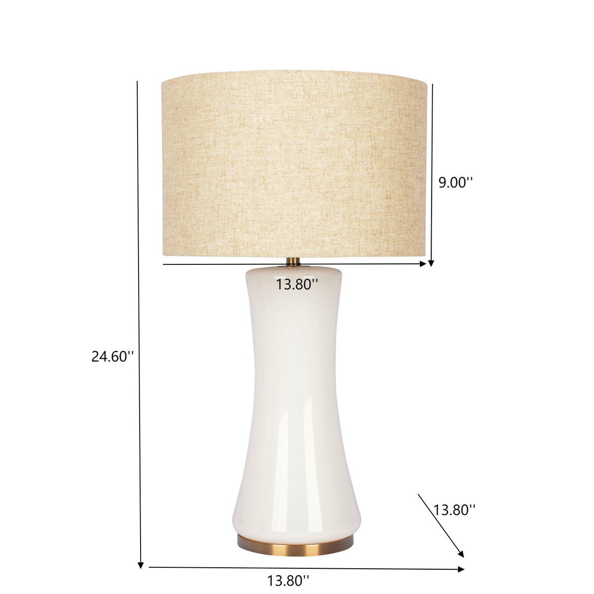 White Glass Table Lamp, Gold Base, view 5