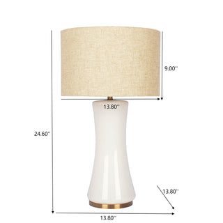 White Glass Table Lamp, Gold Base, view 5