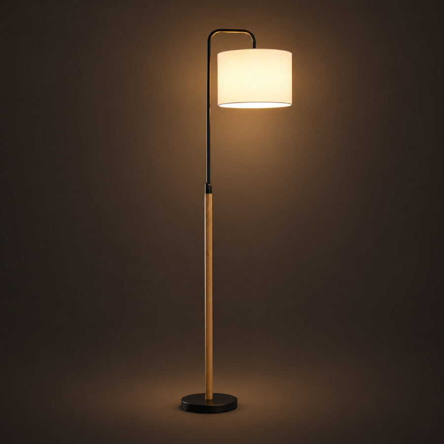 Curved Reading Floor Lamp, switched on