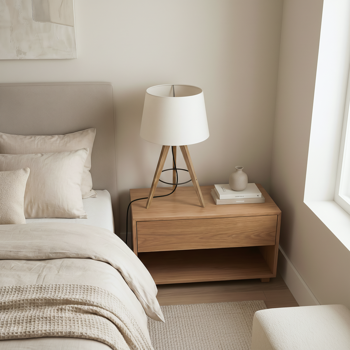 Wooden Tripod Table Lamp, view 4