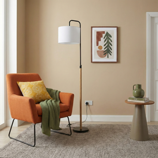Curved Floor Lamp, Cylinder Shade, view 3