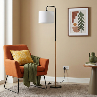 Curved Floor Lamp, Cylinder Shade, view 4