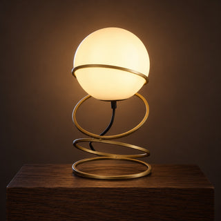 Glass Globe Spiral Lamp, switched on