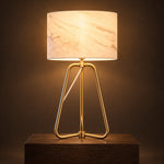 Marble-Look Drum Lamp, switched on